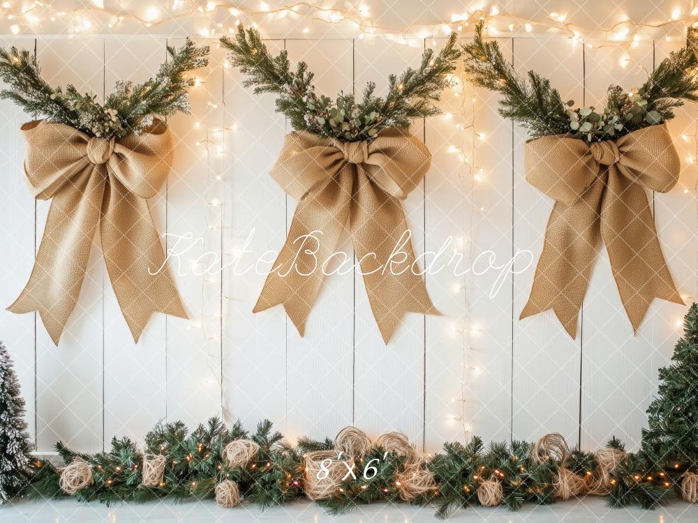 Kate Christmas Golden Burlap Bows Backdrop Designed by Patty Roberts