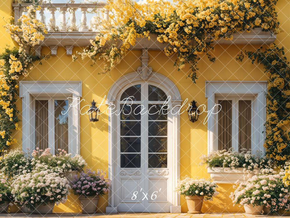 Kate Spring Yellow Floral House Door Backdrop Designed by Emetselch