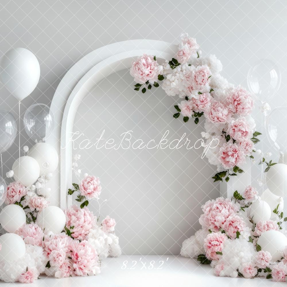 Kate Spring Flower Arch White Balloon Backdrop Designed by Emetselch