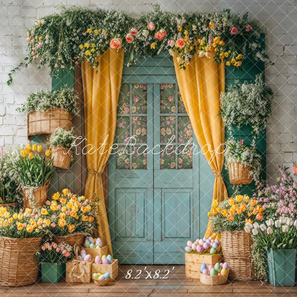 Kate Easter Floral Door Curtain Backdrop Designed by Emetselch