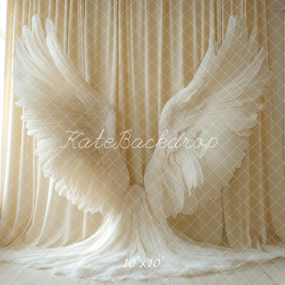 Kate Angel Wings Curtain Cream White Backdrop Designed by Emetselch