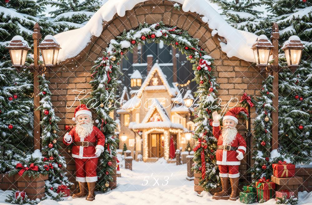 Kate Fantasy Christmas Santa Castle Arched Brick Gate Backdrop Designed by Chain Photography