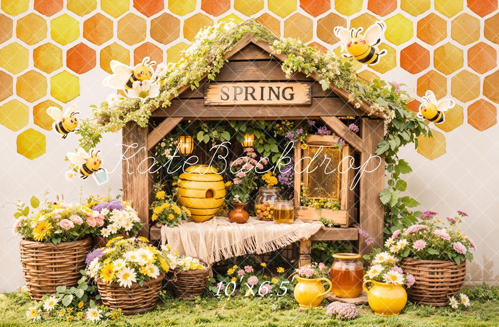 Kate Spring Bee Honeycomb Floral Backdrop Designed by Emetselch