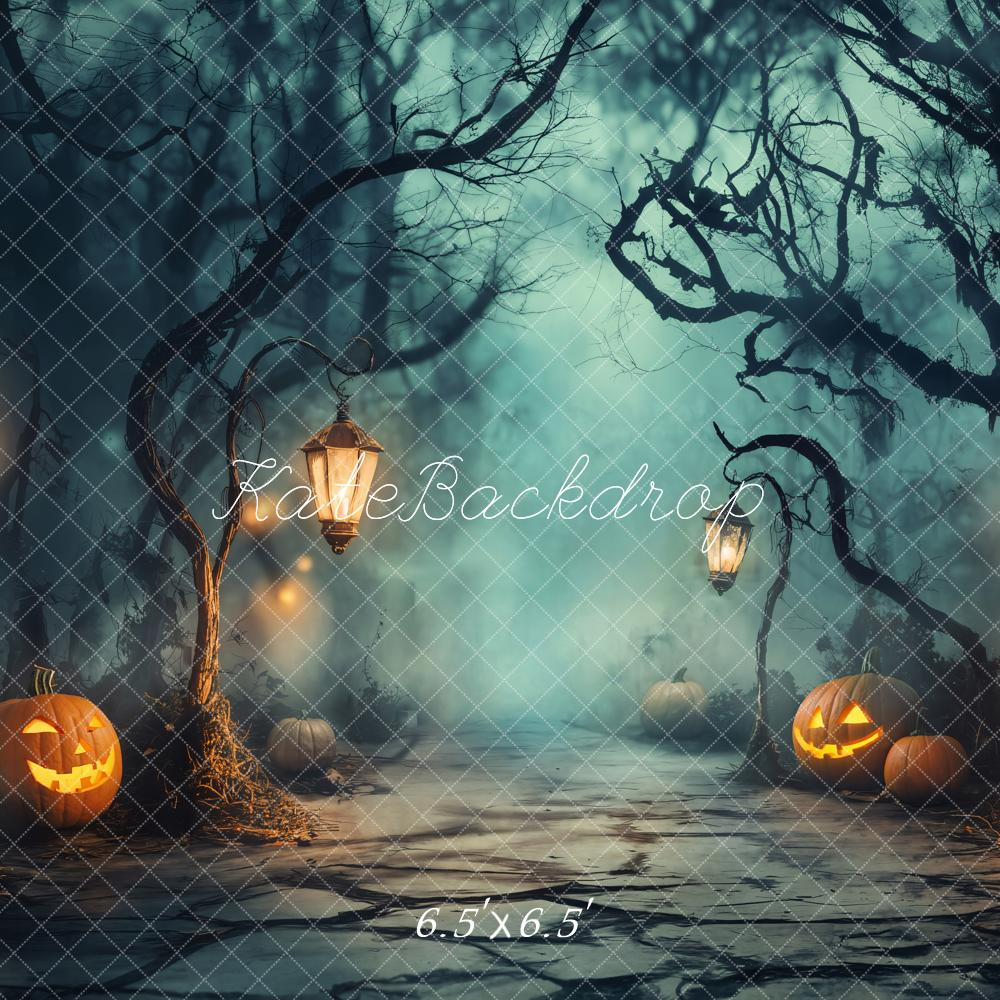 Kate Halloween Spooky Forest Pumpkins Backdrop Designed by Emetselch