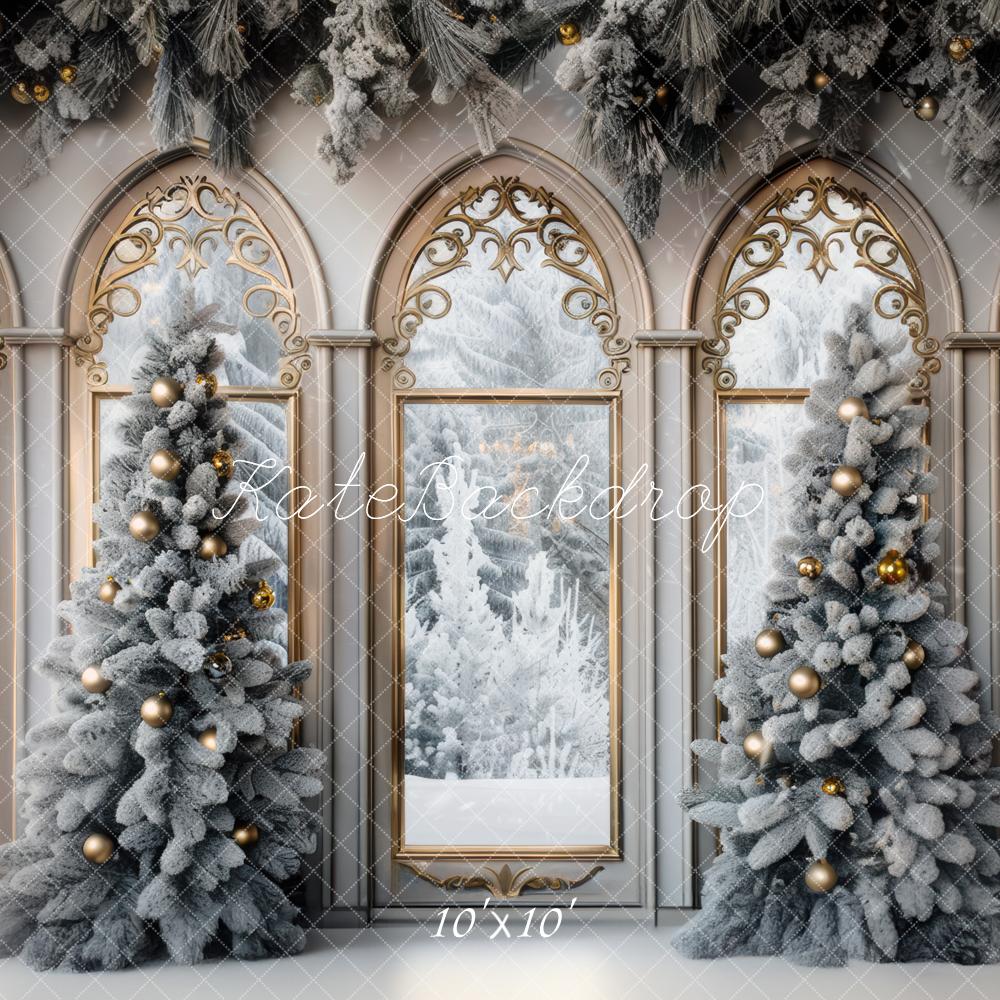 Fondo de Ventana Arqueada de Árbol de Navidad Designed by Mini MakeBelieve