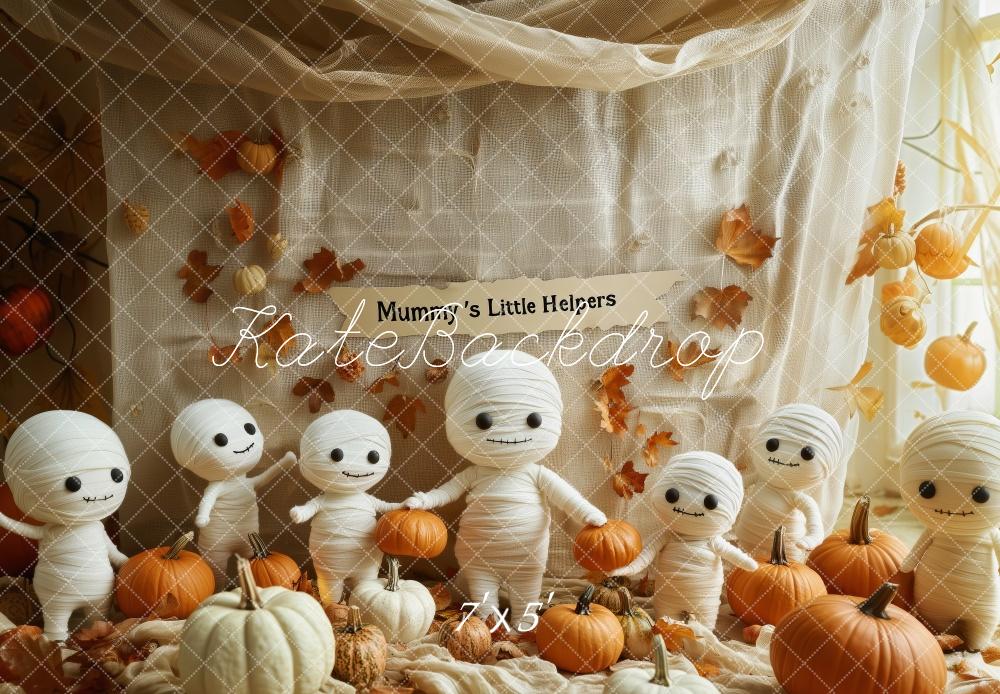 Kate Fall Halloween Mummy Pumpkin Backdrop Designed by Patty Roberts