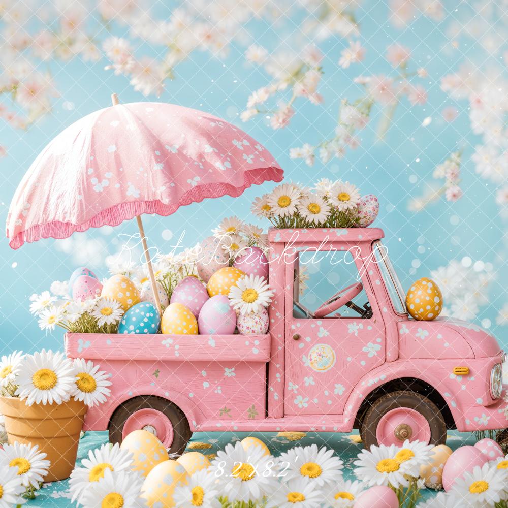 Kate Easter Truck Flowers Umbrella Backdrop Designed by Emetselch