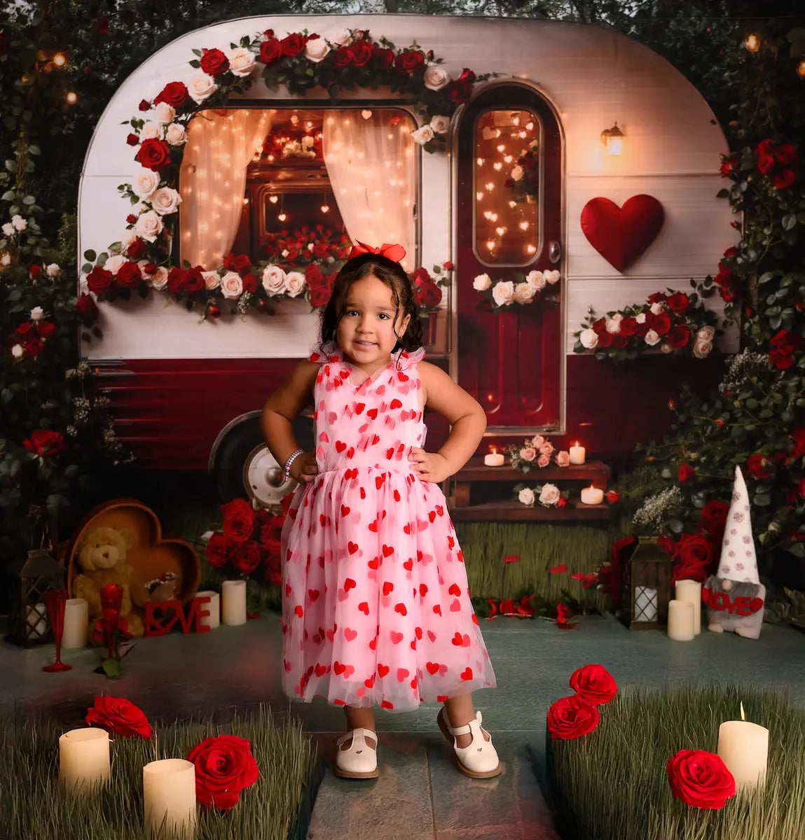 Kate Valentine's Day Romantic Flower Camper Backdrop Designed by Emetselch