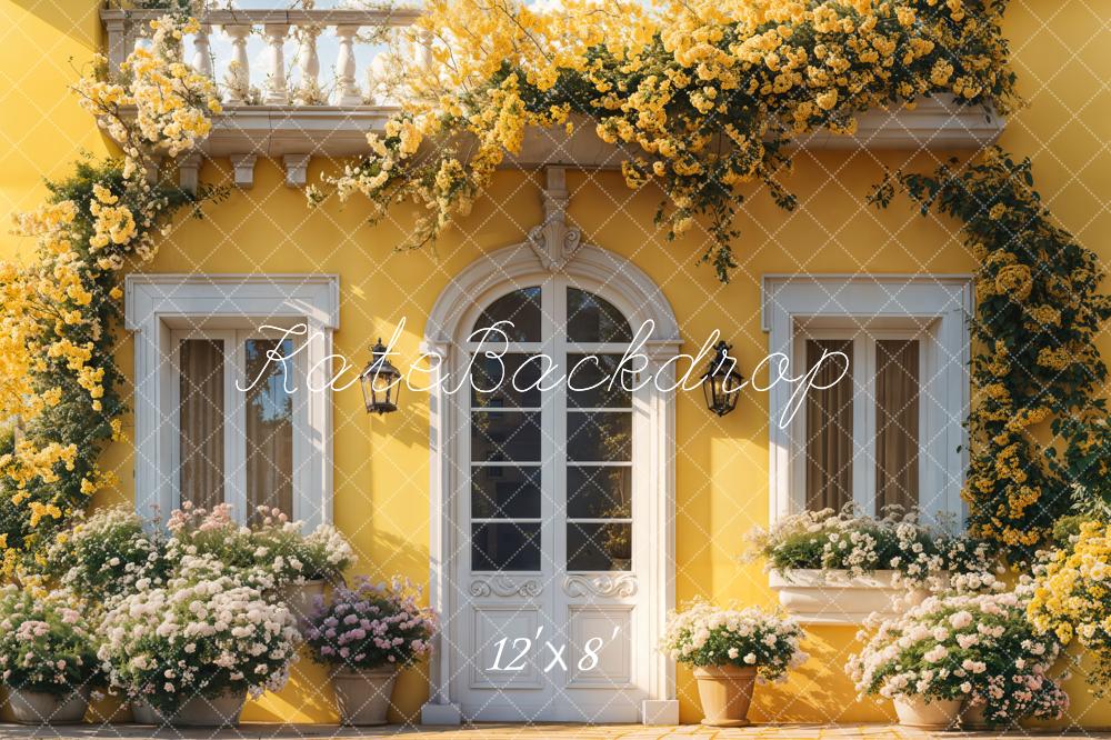 Kate Spring Yellow Floral House Door Backdrop Designed by Emetselch