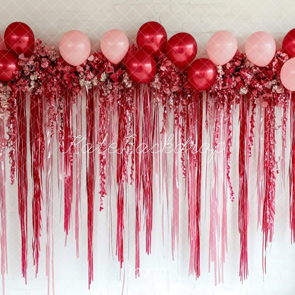 Kate Valentine Red Pink Balloon Floral Backdrop Designed by Patty Roberts