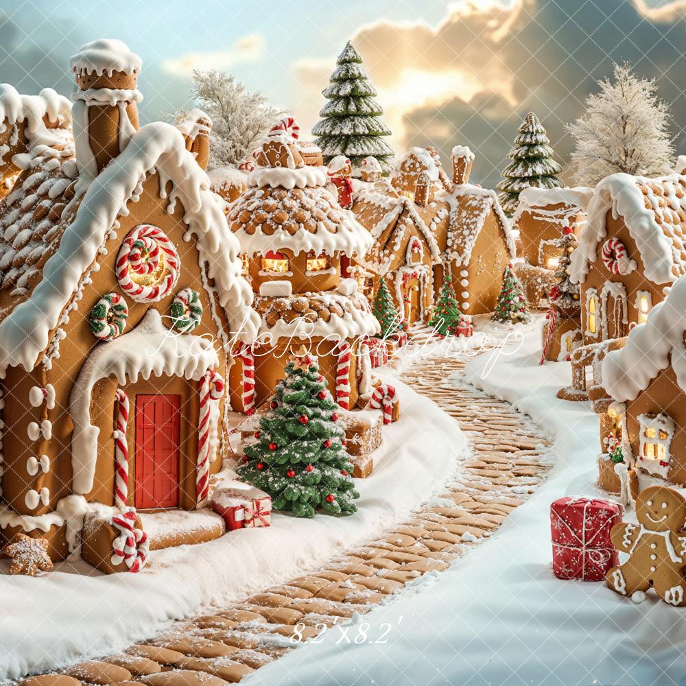 Kate Christmas Gingerbread House Village Backdrop Designed by Emetselch