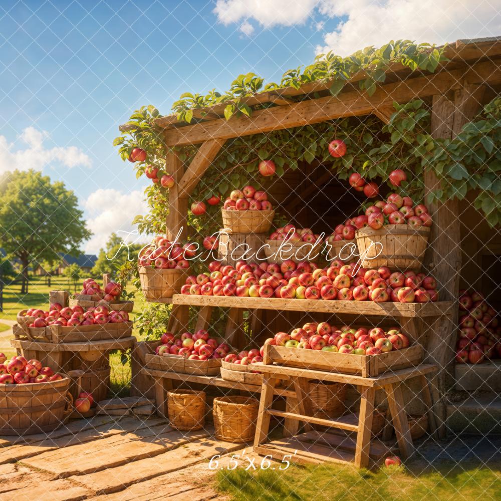 Kate Fall Forest Country Outdoor Apple Stand Backdrop Designed by Emetselch