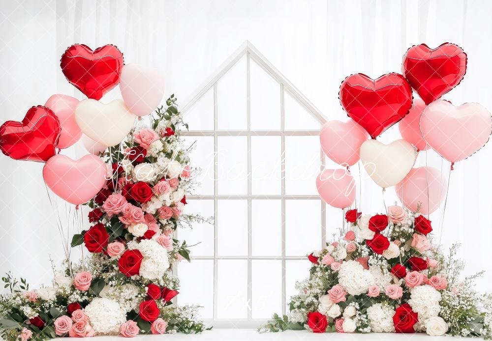 Kate Valentine's Heart Balloons Roses Backdrop Designed by Patty Roberts