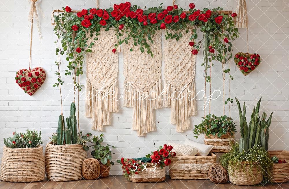 Kate Valentine Boho Floral Macrame Cactus Backdrop Designed by Emetselch