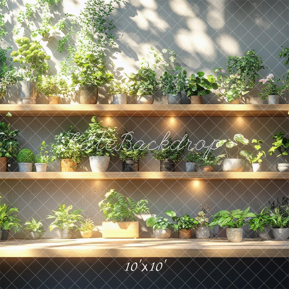 Kate Greenery Plant Shelves Backdrop Designed by Mini MakeBelieve