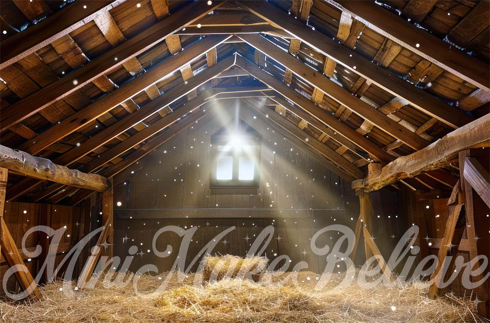 Kate Winter Christmas Brown Barn Backdrop Designed by Mini MakeBelieve