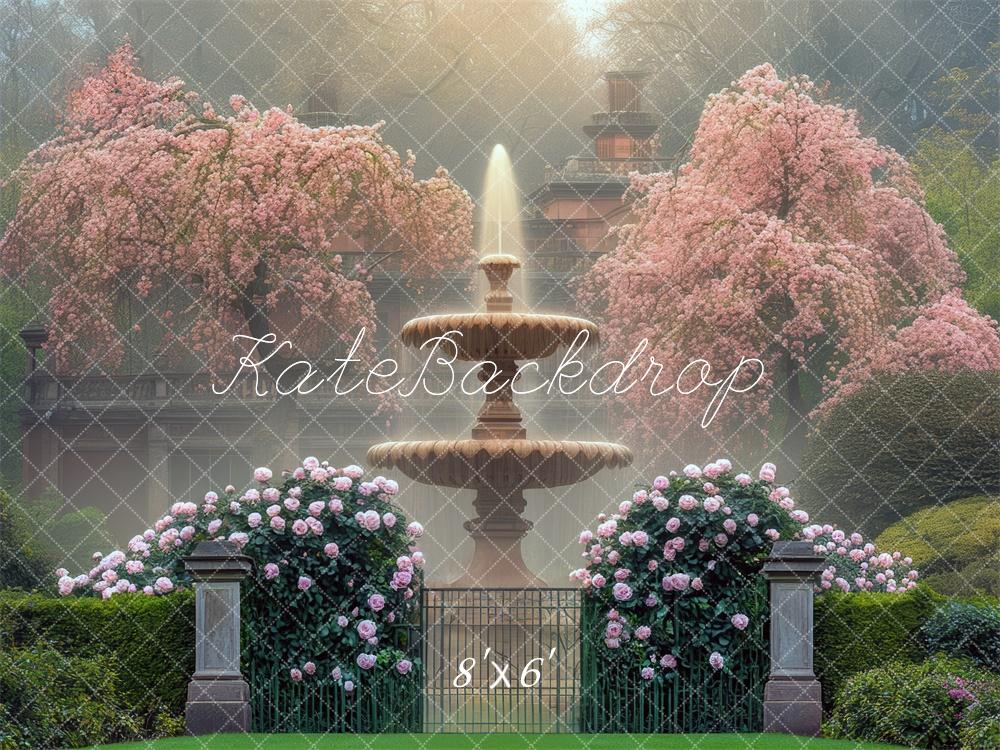 Kate Spring Flower Garden Fountain Backdrop Designed by Mini MakeBelieve