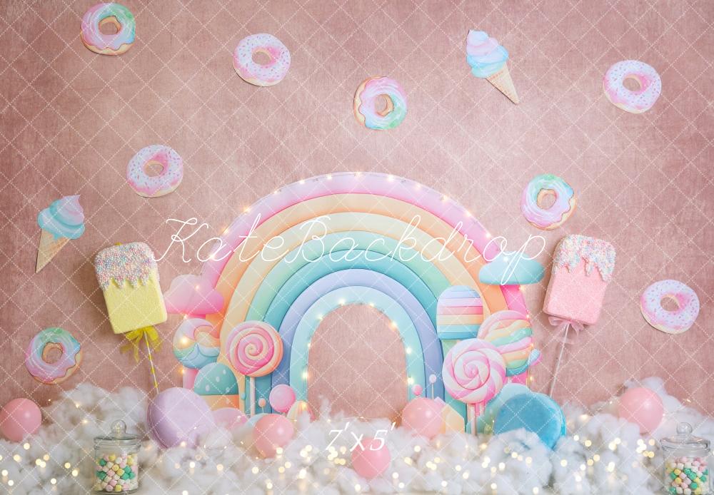 Fondo de Donut de Arcoíris de Golpe de Pastel diseñado por Megan Leigh Photography