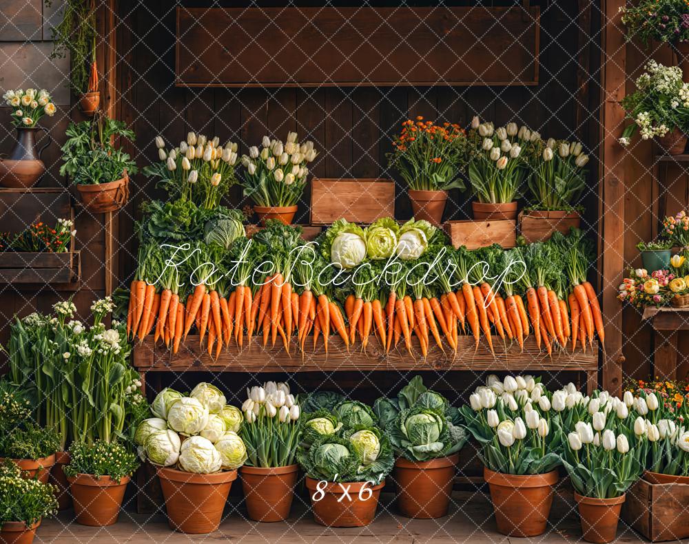 Kate Easter Market Carrots Flowers Backdrop Designed by Emetselch