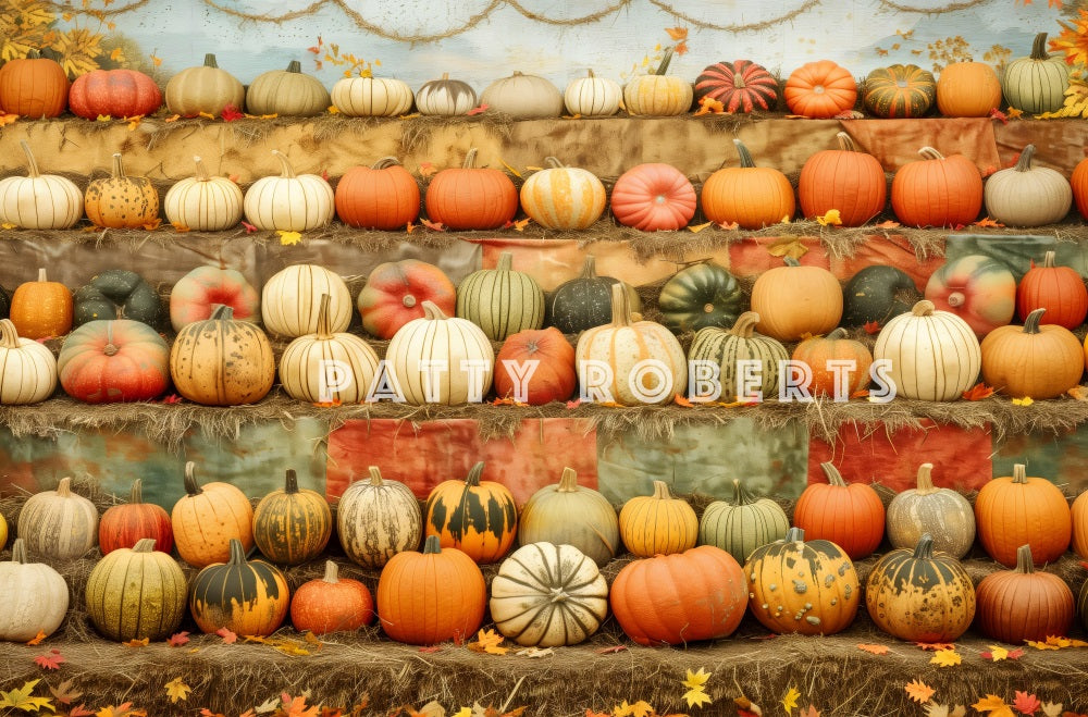 Fondo de stand de calabazas de cosecha de otoño Diseñado por Patty Robert