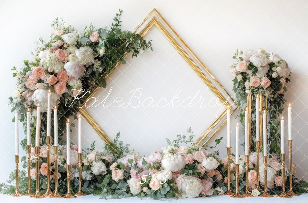 Kate Spring Wedding Floral Frame Candle Backdrop Designed by Mini MakeBelieve