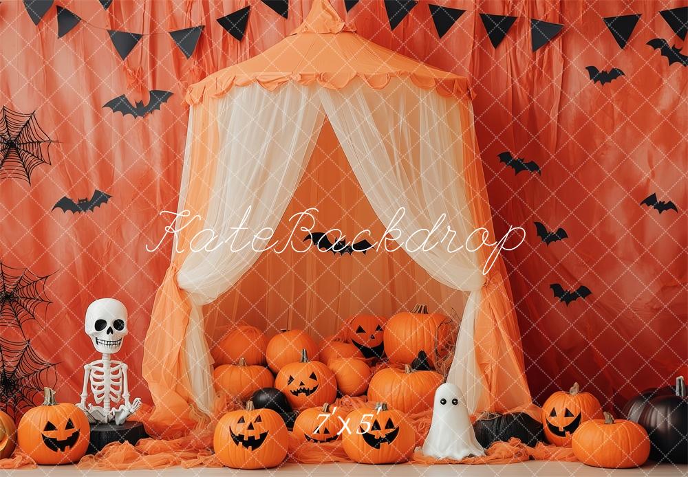 Halloween Oranje Tent Met Pompoenen Foto Achtergrond Designed by Patty Roberts