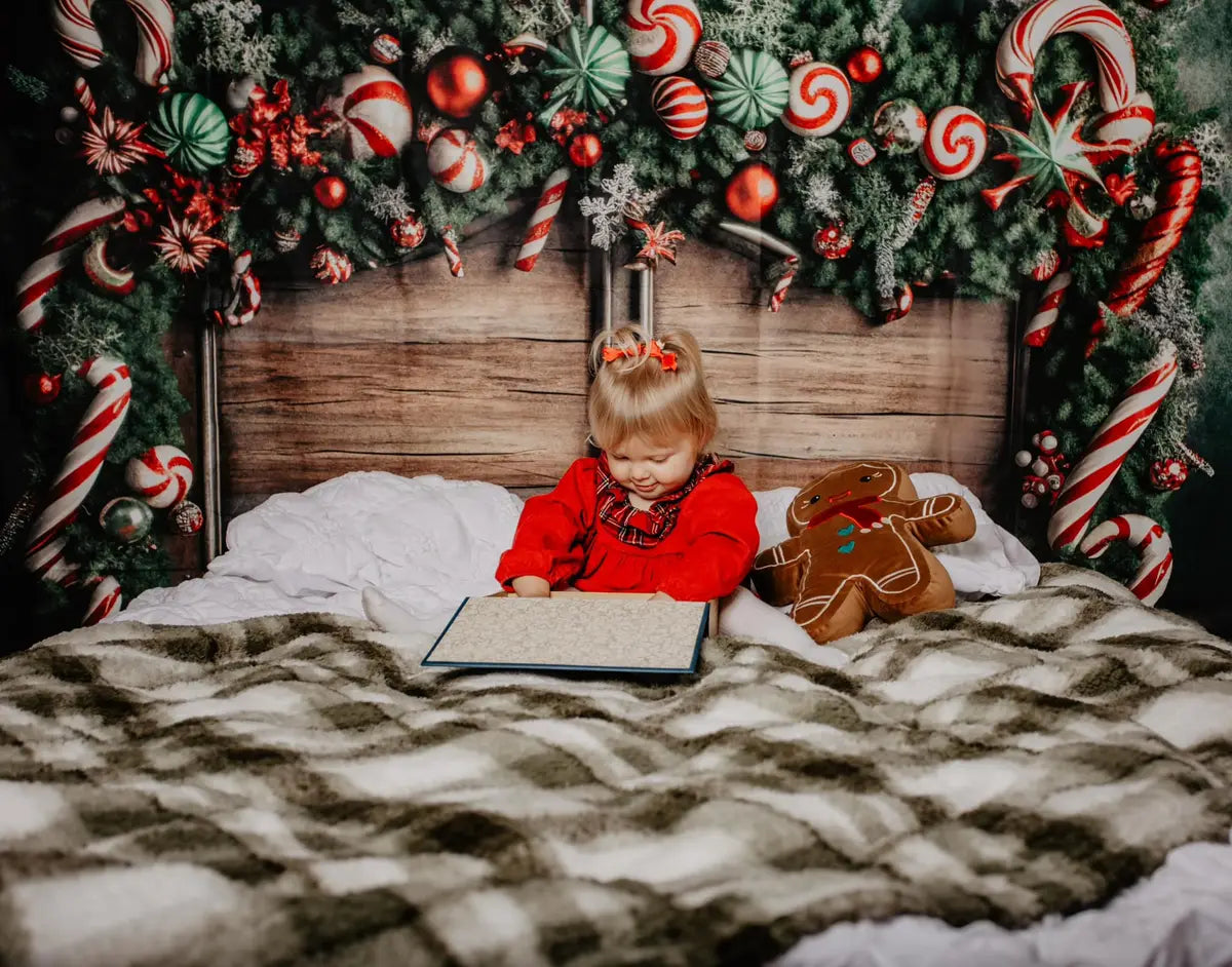 Kate Christmas Candy Cane Headboard Fleece Backdrop Designed by Mandy Ringe Photography