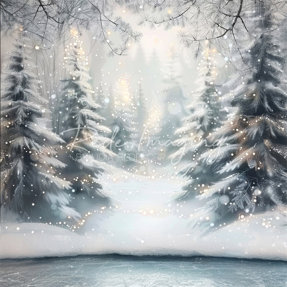 Winter White Dreamy Forest Ice Lake Foto Achtergrond Designed by Lidia Redekopp
