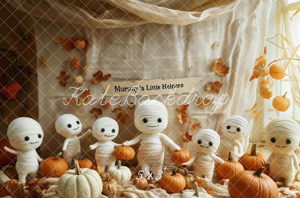 Kate Fall Halloween Mummy Pumpkin Backdrop Designed by Patty Roberts