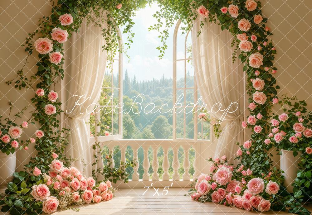 Kate Wedding Rose Floral Arch Window Backdrop Designed by Emetselch