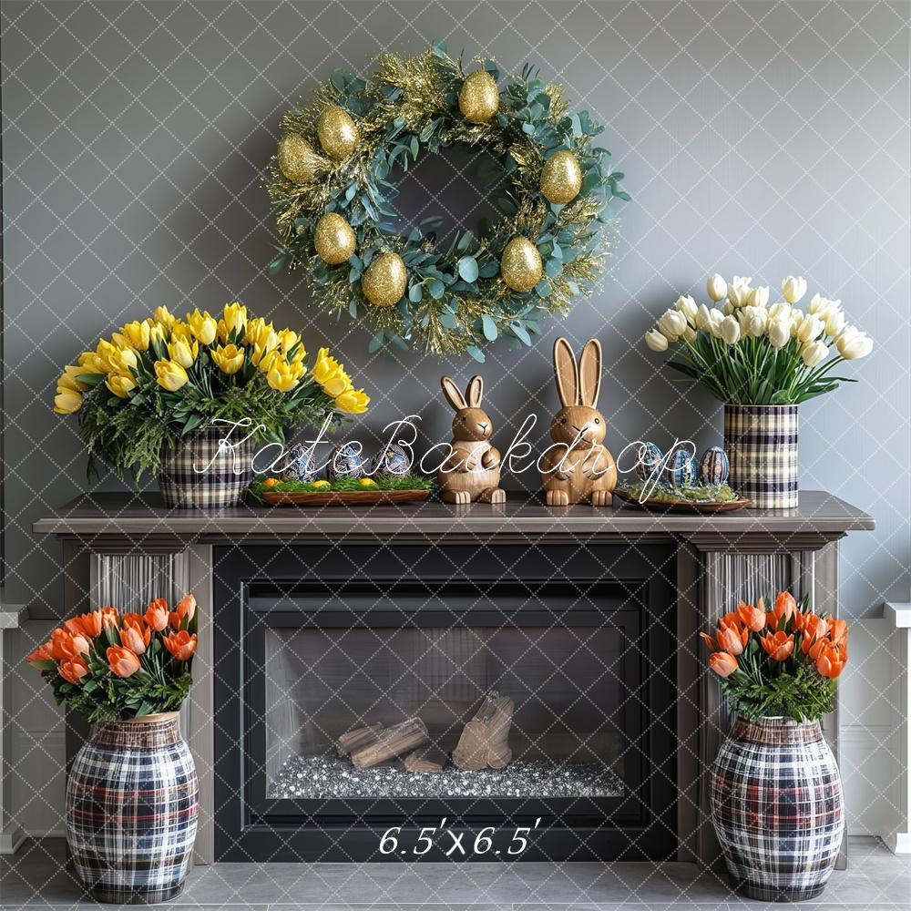 Kate Easter Bunny Wreath Fireplace Backdrop Designed by Mini MakeBelieve