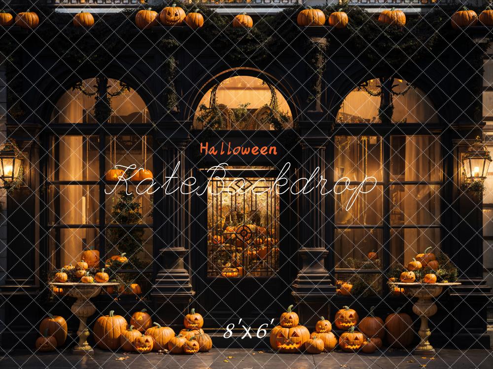 Kate Halloween Pumpkin Dark Retro Store Backdrop Designed by Emetselch