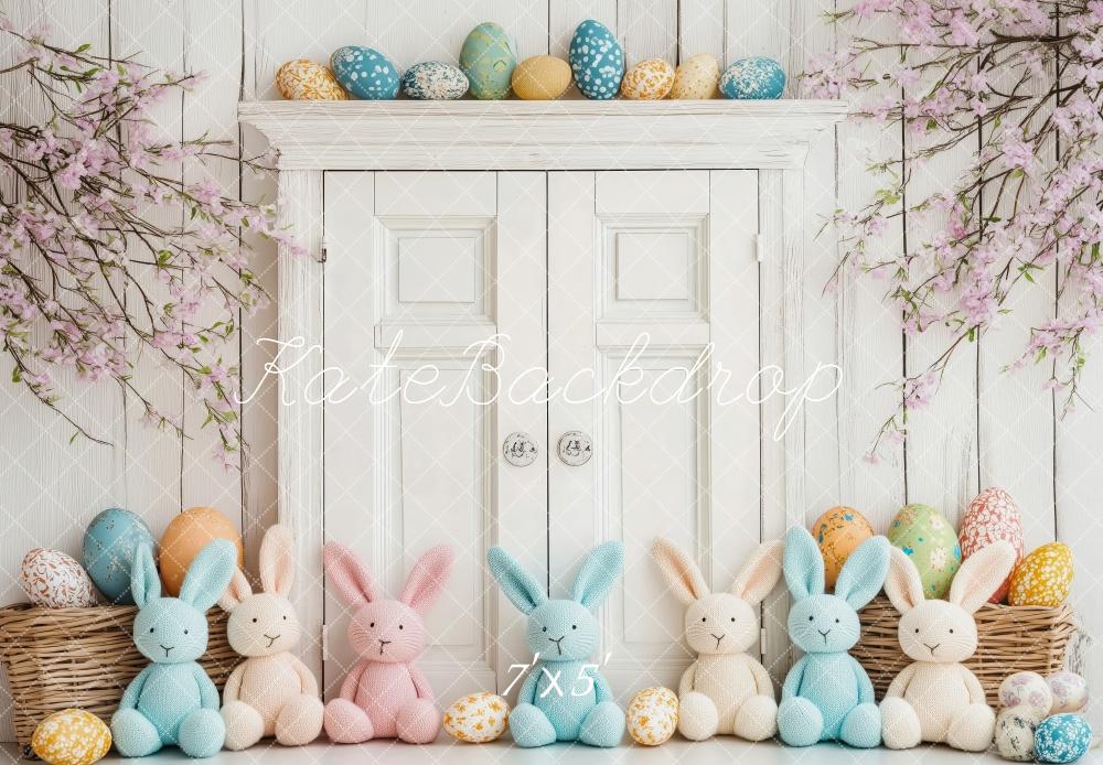 Kate Easter Bunny Eggs White Door Backdrop Designed by Patty Roberts