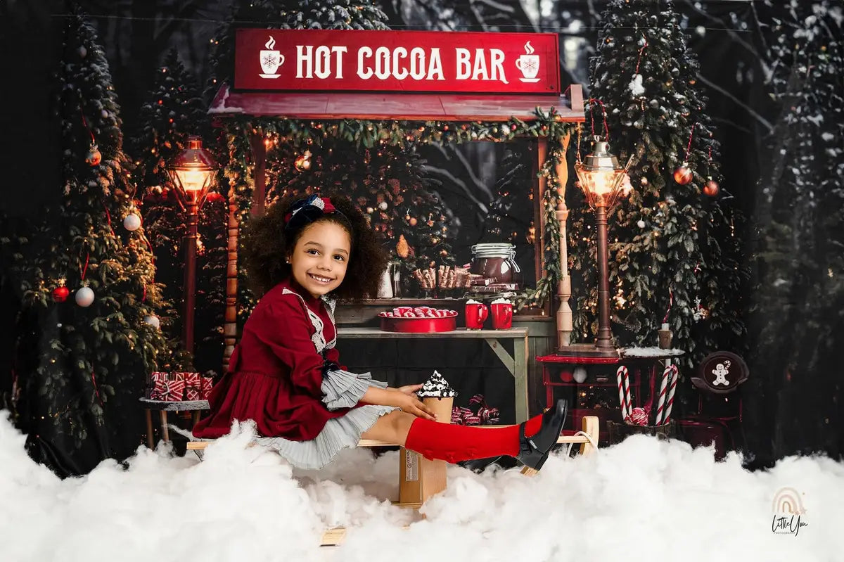 Kerst Hot Cocoabar Achtergrond voor Fotografie