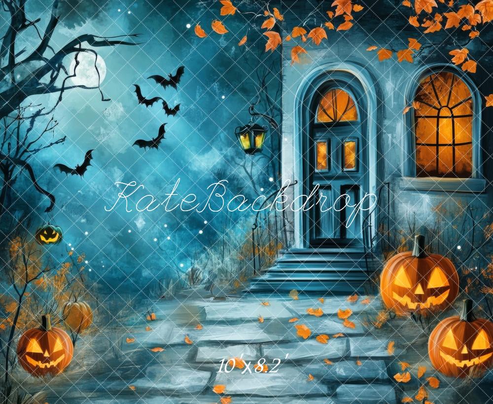 Halloween Cartoon Spooky House Foto Achtergrond Designed by Lidia Redekopp