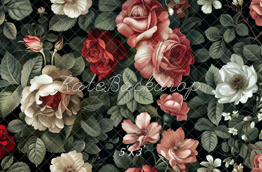 Kate Valentine Vintage Roses Pattern Backdrop Designed by Lidia Redekopp