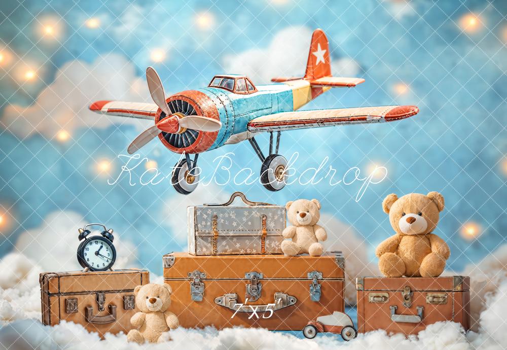 Vintage Vliegtuig Teddybeer Foto Achtergrond Designed by Emetselch