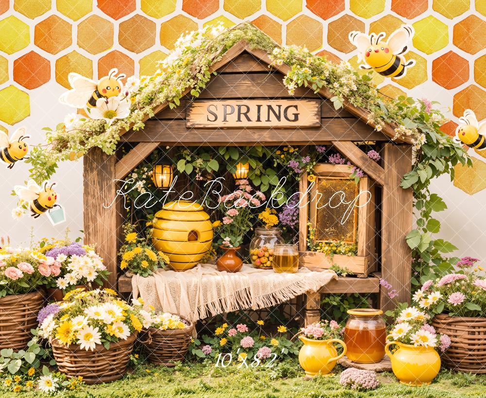 Kate Spring Bee Honeycomb Floral Backdrop Designed by Emetselch