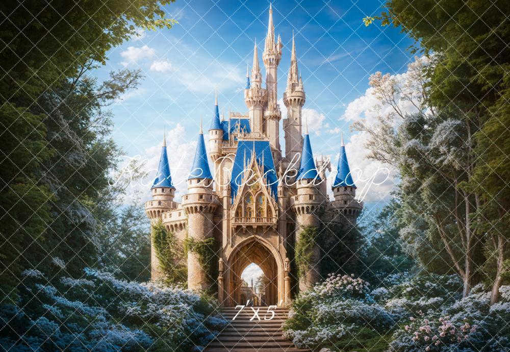 Kate Fantasy Forest Blue Vintage Grand Castle Backdrop Designed by Chain Photography