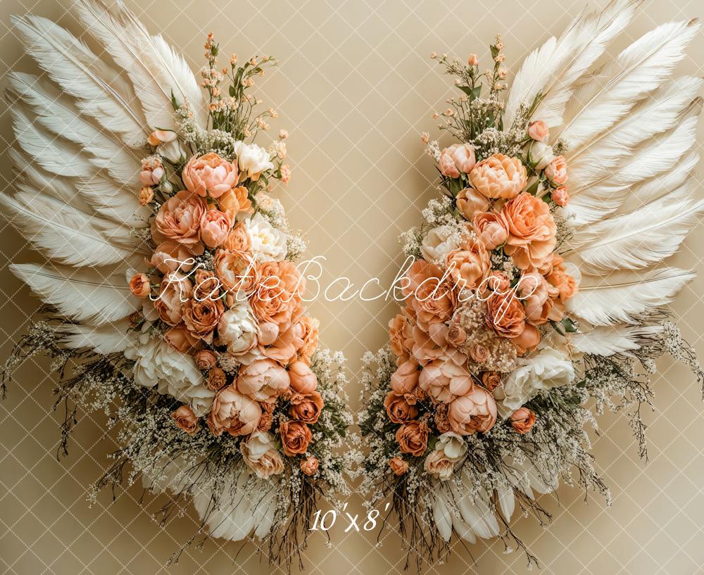 Kate Dreamy Floral Feather Wings Floor Backdrop Designed by Emetselch