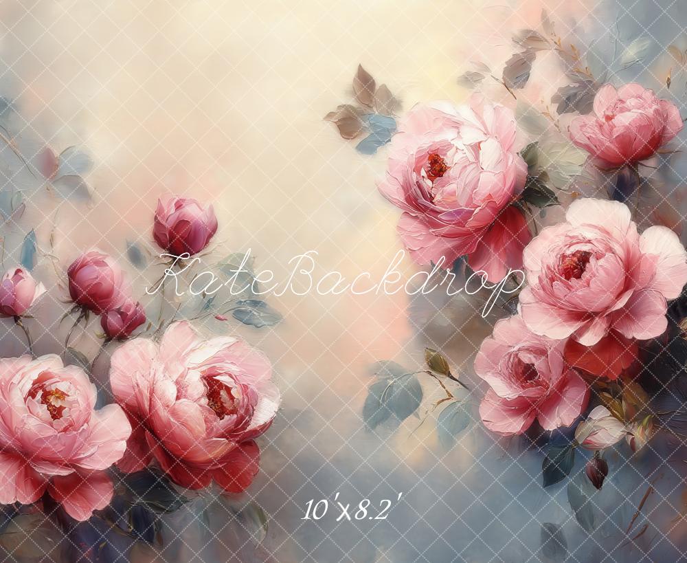 Fondo de Acuarela de Rosas Rosadas de Arte Floral Diseñado por Emetselch