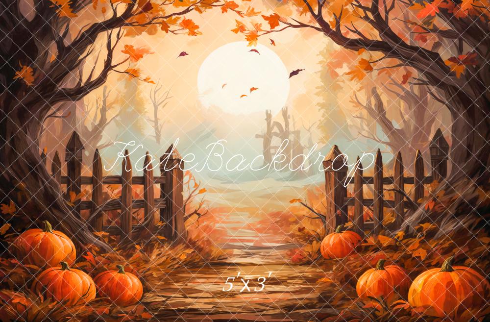 Fall Pumpkin Forest Sunset Foto Achtergrond Designed by Emetselch