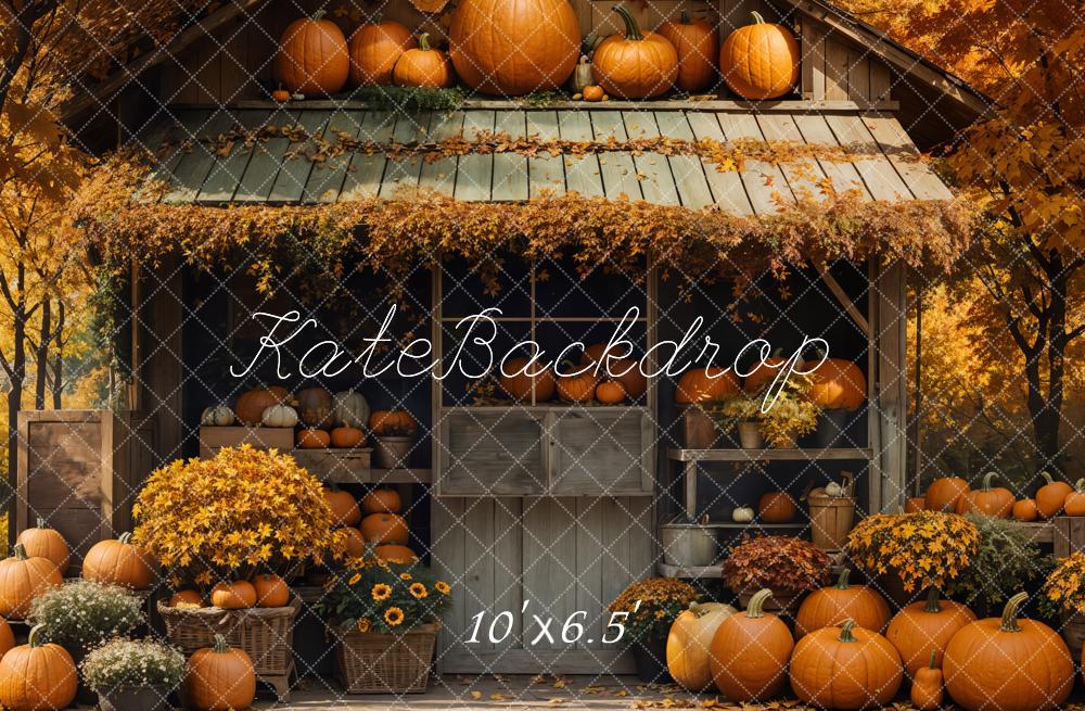 Kate Fall Pumpkin Barn Maple Backdrop Designed by Emetselch