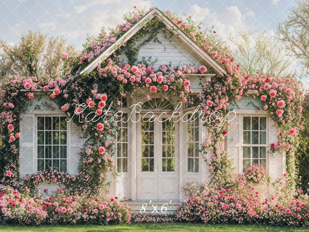 Kate Spring Flower Arch White Cottage Backdrop Designed by Emetselch