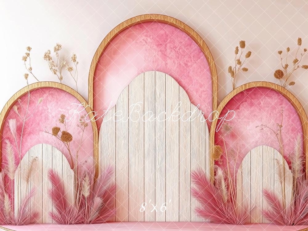 Kate Bohemian Pink Arch Pampass Grass Backdrop Designed by Patty Roberts