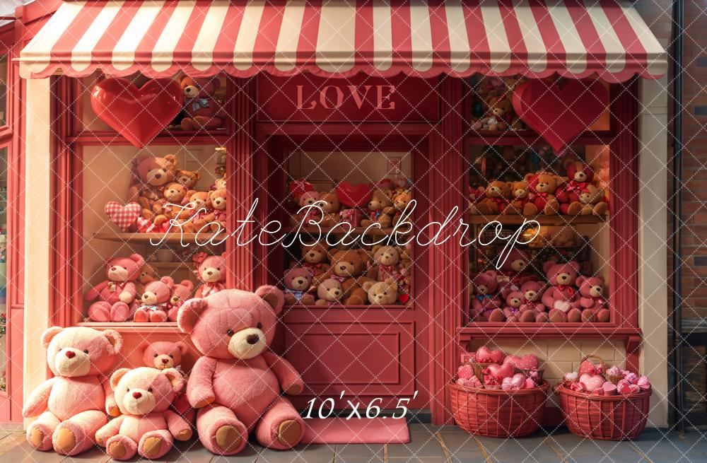 TEST Kate Valentine Teddy Bear Storefront Pink Backdrop Designed by Emetselch