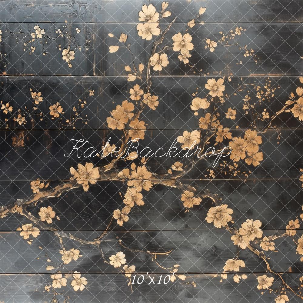 Kate Vintage Floral Dark Wall Floor Backdrop Designed by Mini MakeBelieve