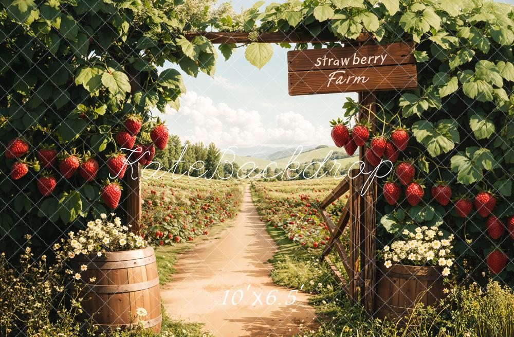 Kate Spring Strawberry Farm Path Rustic Backdrop Designed by Emetselch