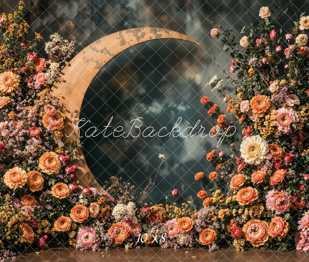 Kate Mother's Day Floral Crescent Moon Backdrop Designed by Emetselch