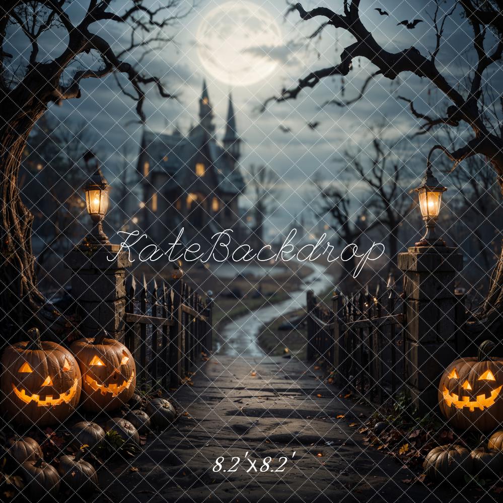 Kate Halloween Forest Wooden Bridge Dark Castle Backdrop Designed by Emetselch